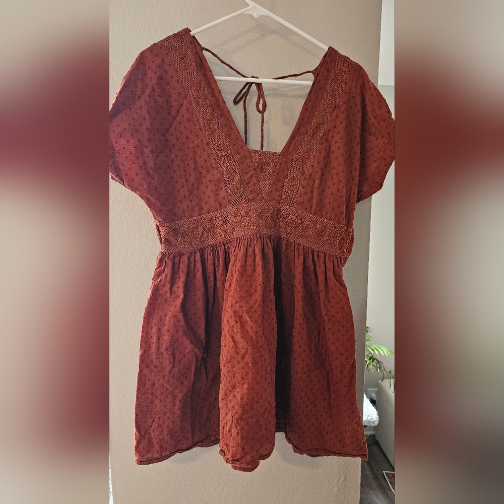 Shyanne- Country- size M- rustic orange- western peasant blouse